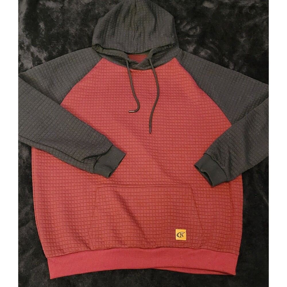 Color Block Long Sleeve Casual Hooded Sweatshirts with Kanga Pockets Size XL